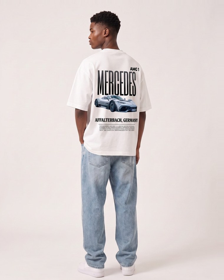 AMG One Edition tee in white, Mercedes back print