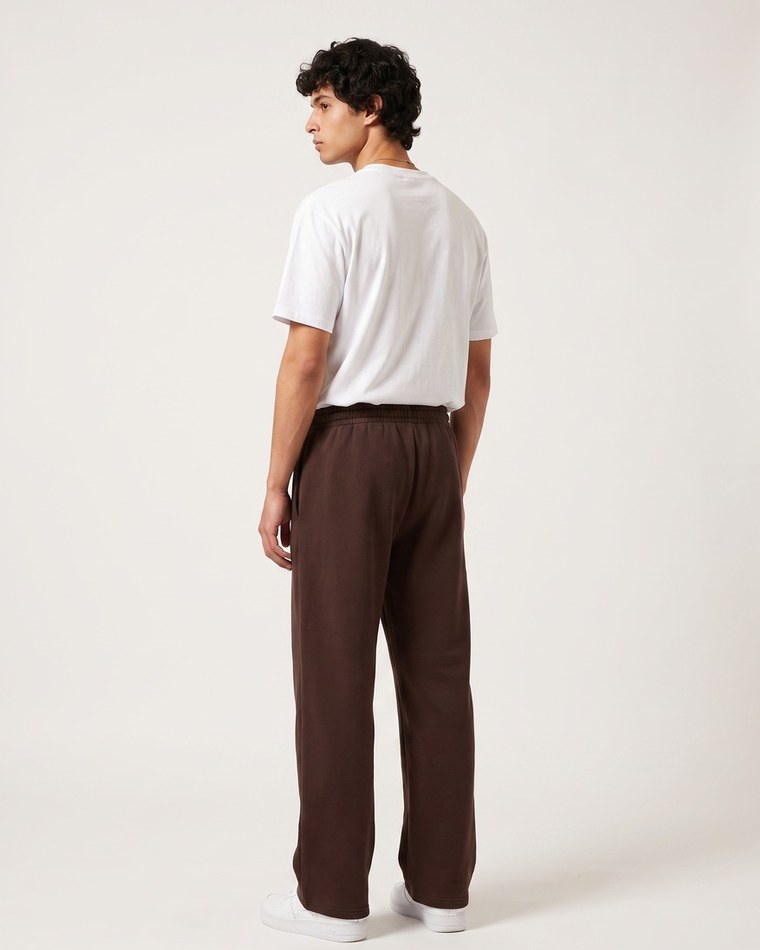 Clueless jogger in brown, script and aircraft mark on the thigh