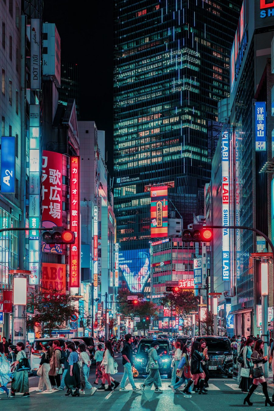 Tokyo street at night in neon