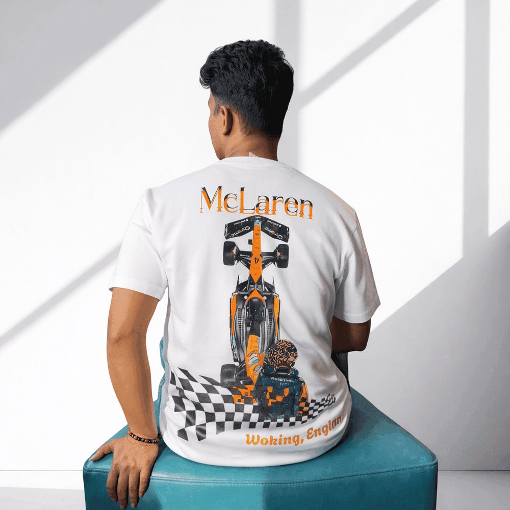 McLaren Gridline oversized tee, white, back print