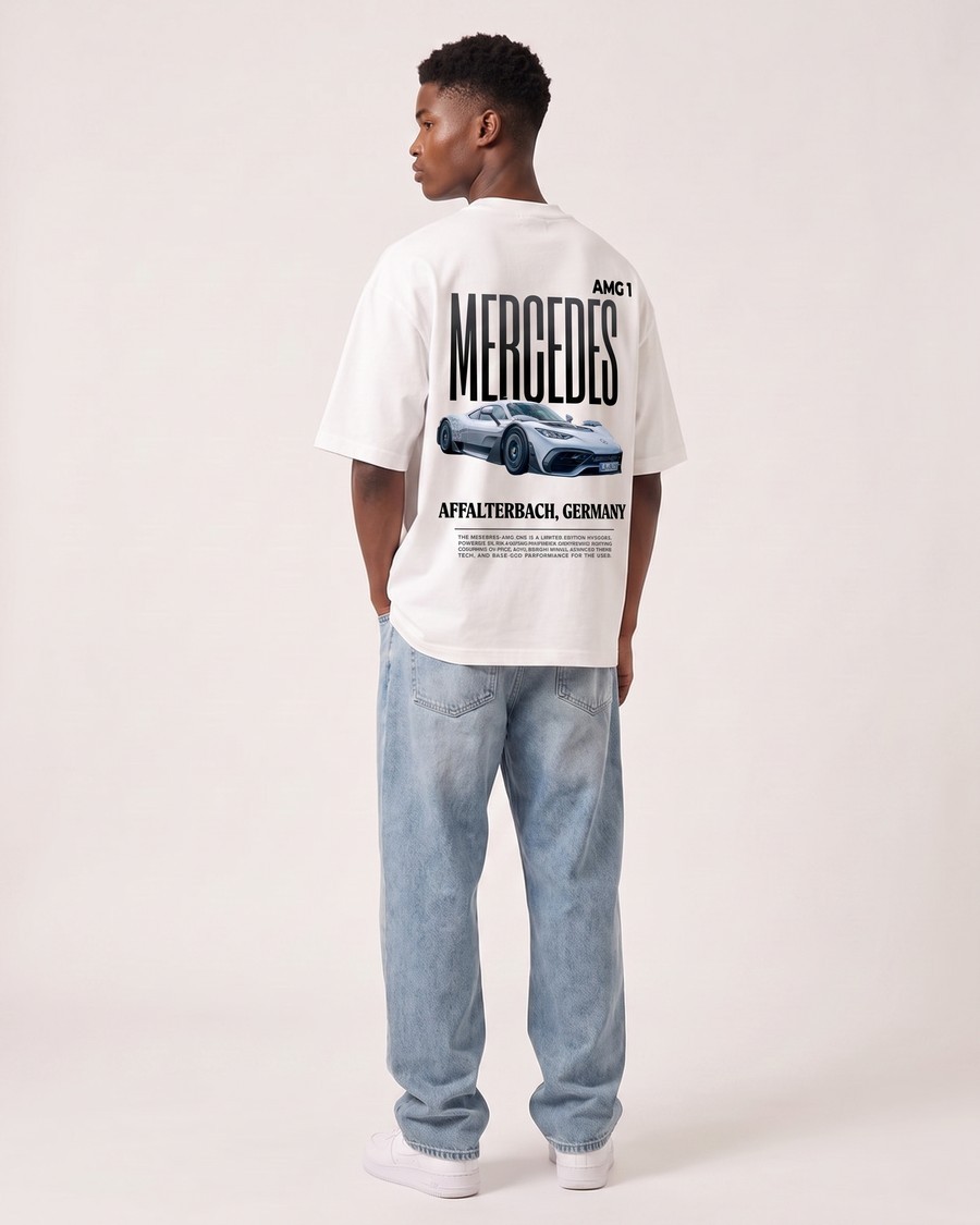 AMG One Edition tee in white, Mercedes back print, view 4