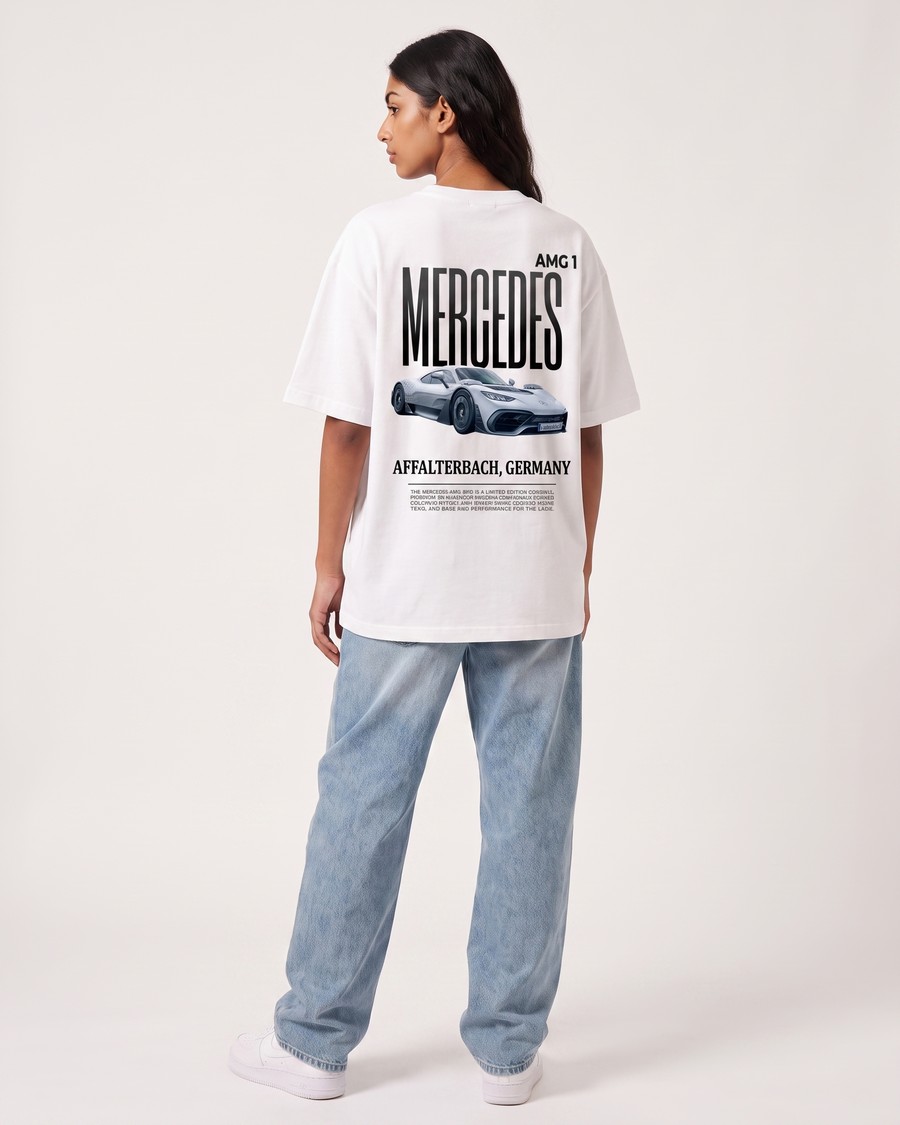 AMG One Edition tee in white, Mercedes back print, view 8
