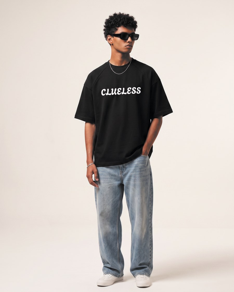 Athens Greece oversized tee in black, worn by two models, view 3