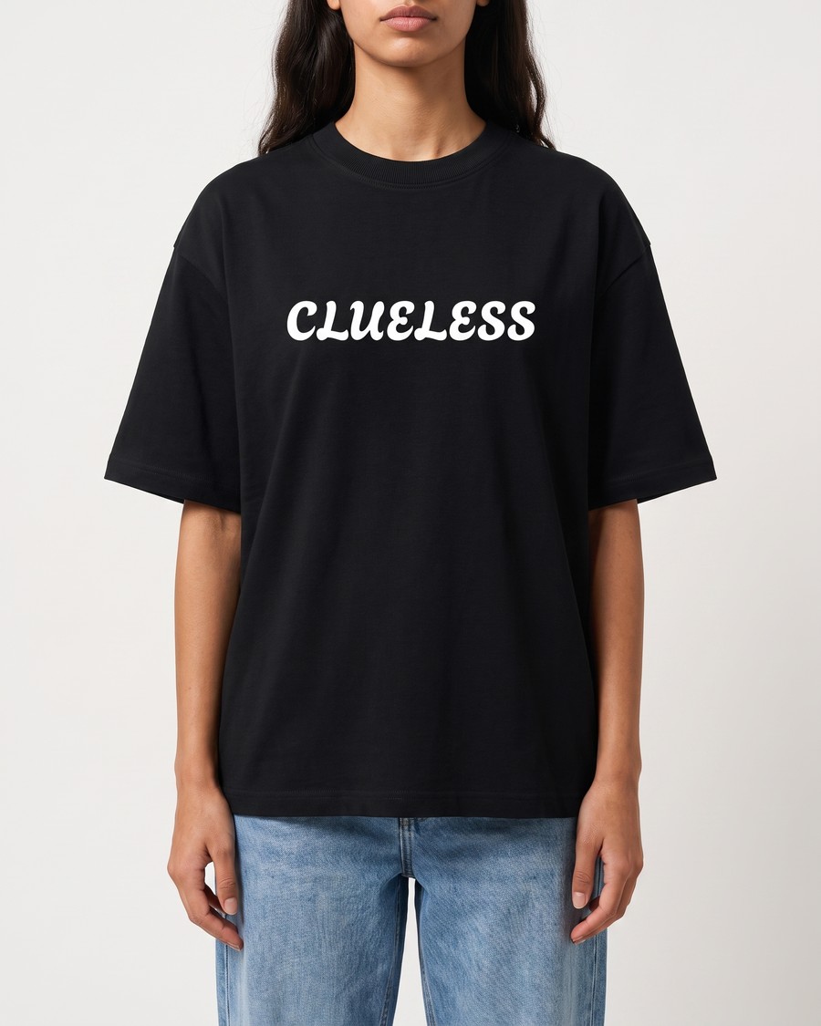 Athens Greece oversized tee in black, worn by two models, view 5