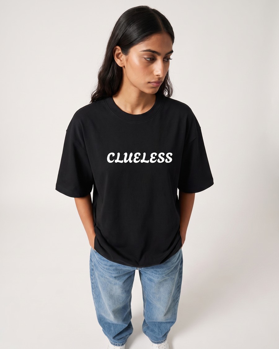 Athens Greece oversized tee in black, worn by two models, view 6