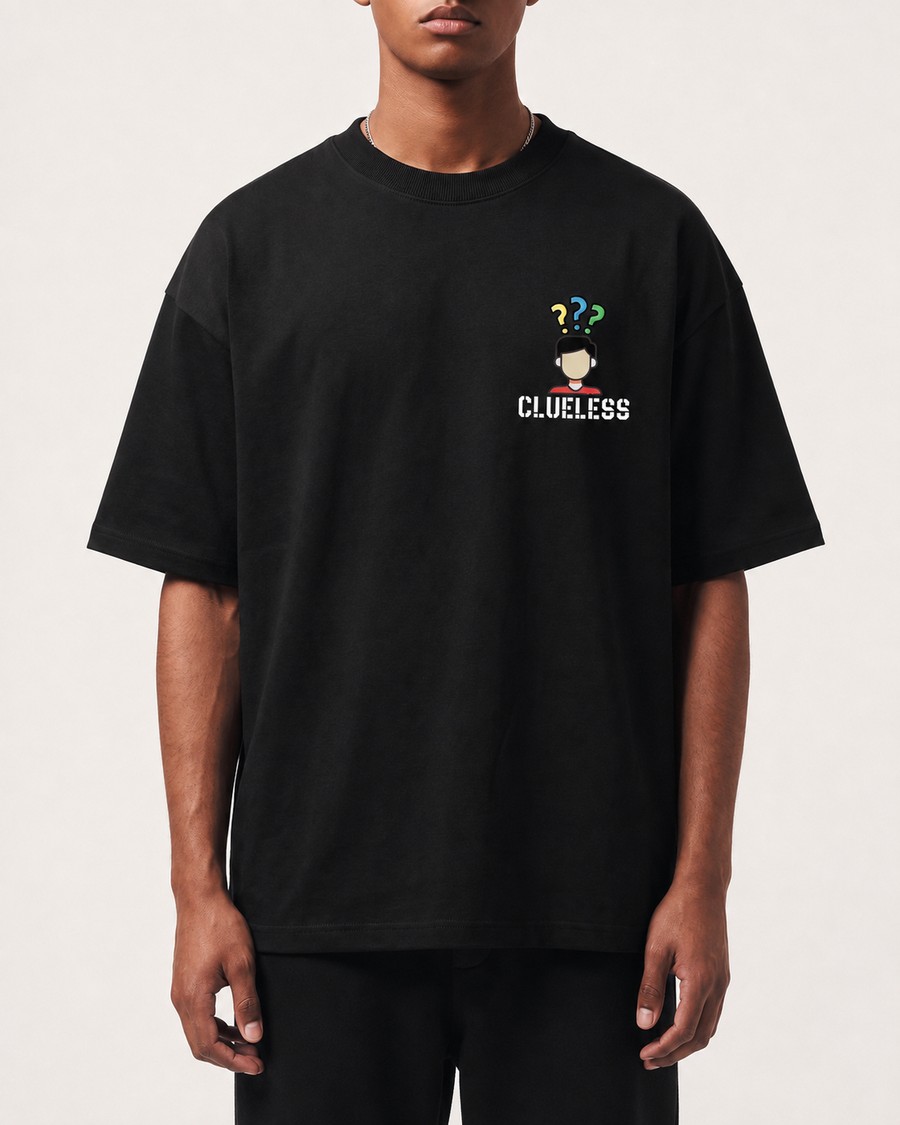 Berlin Heads Up oversized tee in black, back print, view 1