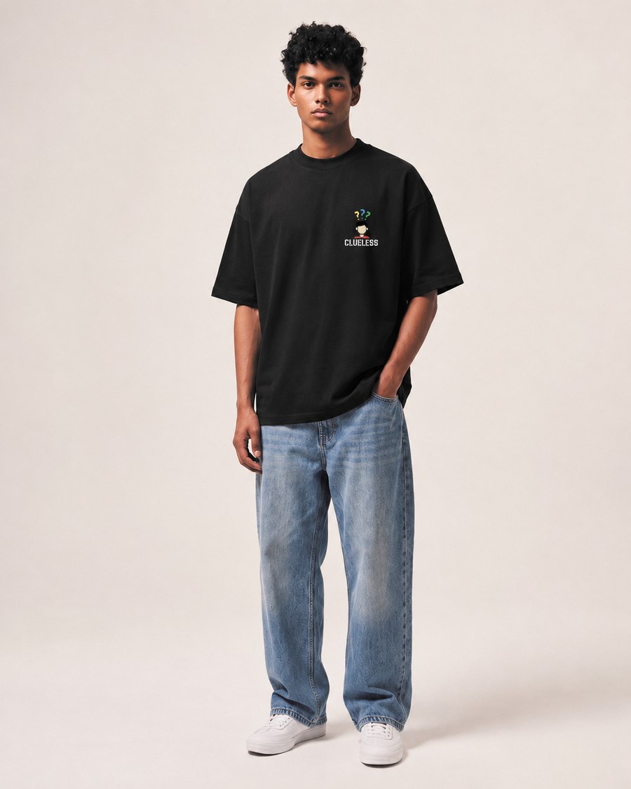 Berlin Heads Up oversized tee in black, back print, view 3