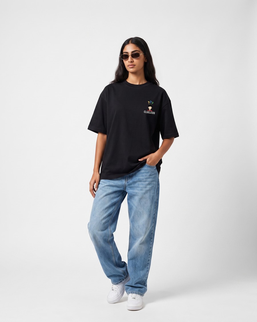 Berlin Heads Up oversized tee in black, back print, view 7