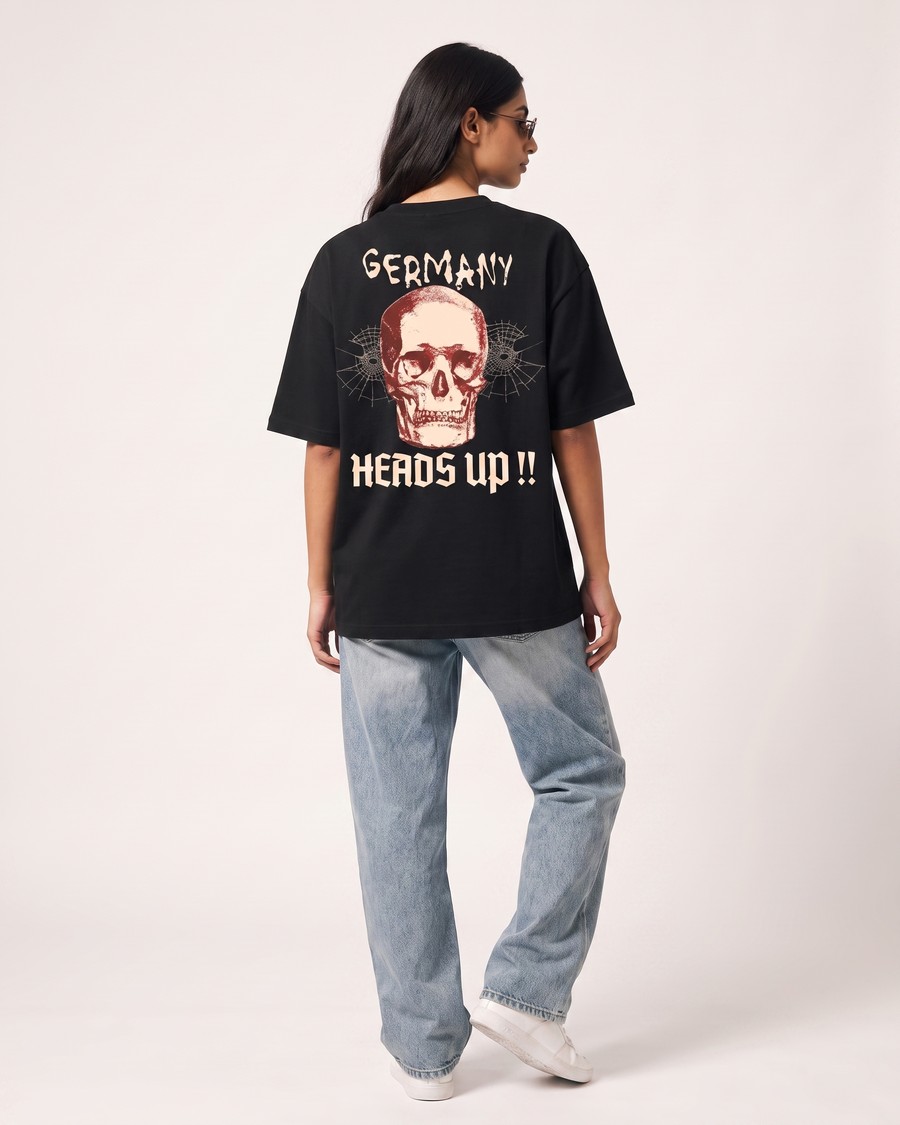 Berlin Heads Up oversized tee in black, back print, view 8