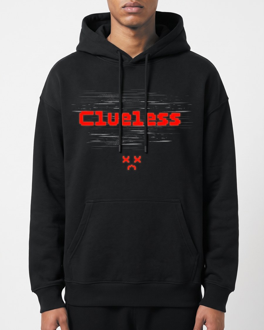 Error 404 oversized hoodie in black, front and back, view 1