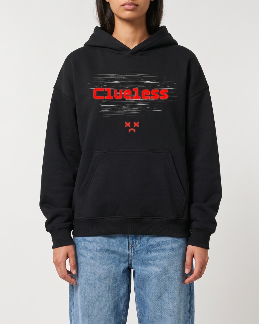 Error 404 oversized hoodie in black, front and back, view 5
