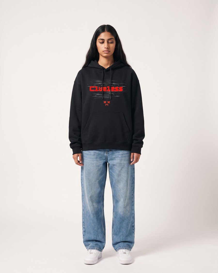 Error 404 oversized hoodie in black, front and back, view 6