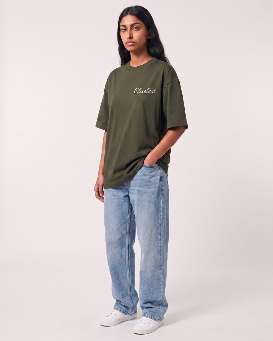 London Big Bell oversized tee in olive, Big Ben back print, view 3