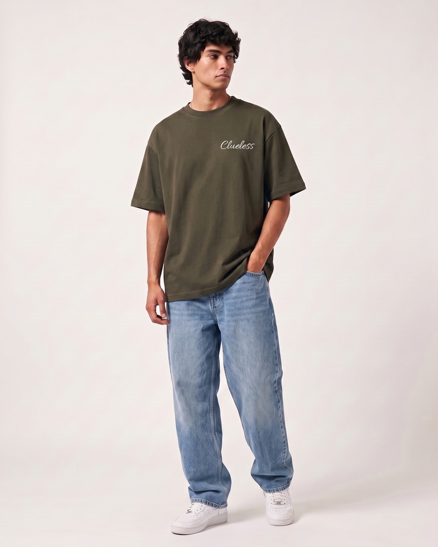 London Big Bell oversized tee in olive, Big Ben back print, view 7