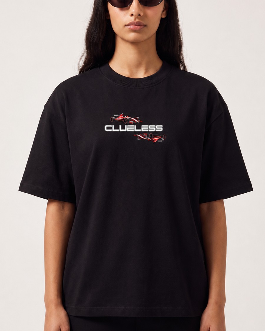 Maranello Racing oversized tee in black, Ferrari back print, view 1