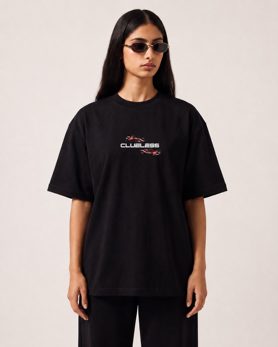 Maranello Racing oversized tee in black, Ferrari back print, view 2