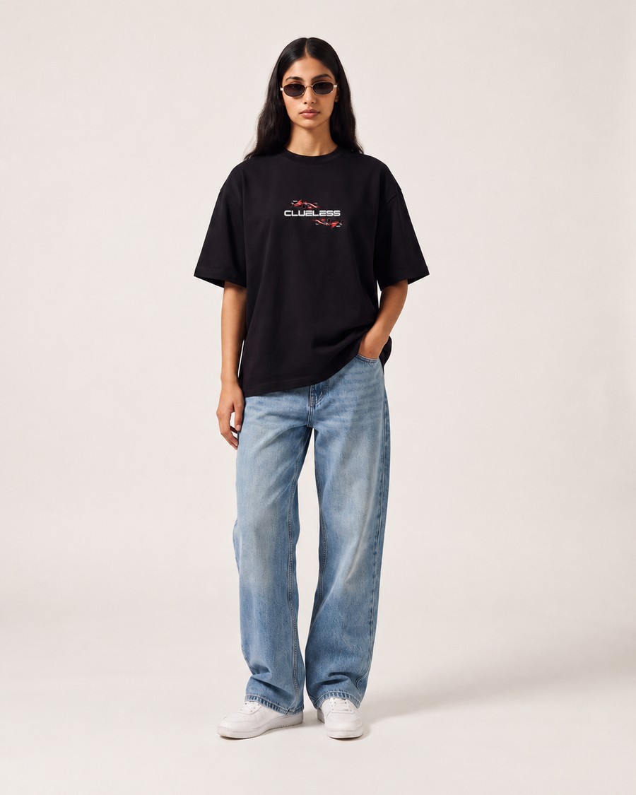 Maranello Racing oversized tee in black, Ferrari back print, view 3