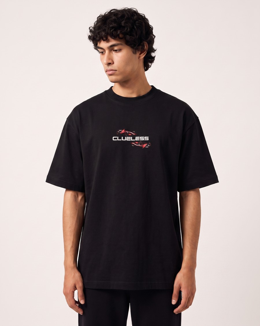 Maranello Racing oversized tee in black, Ferrari back print, view 6