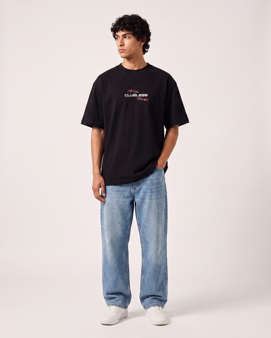 Maranello Racing oversized tee in black, Ferrari back print, view 7