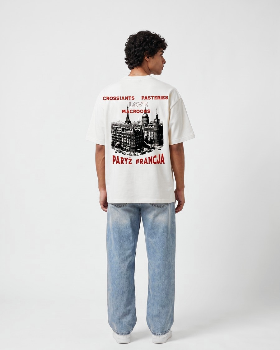 Paris Patisserie oversized tee in white, Paris back print, view 8
