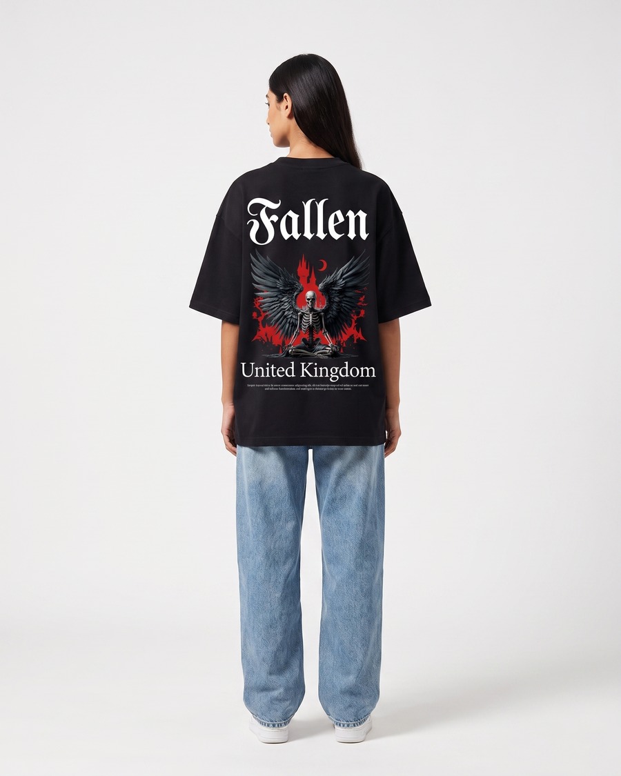 United Kingdom Streetcore tee in black, Fallen back print, view 4