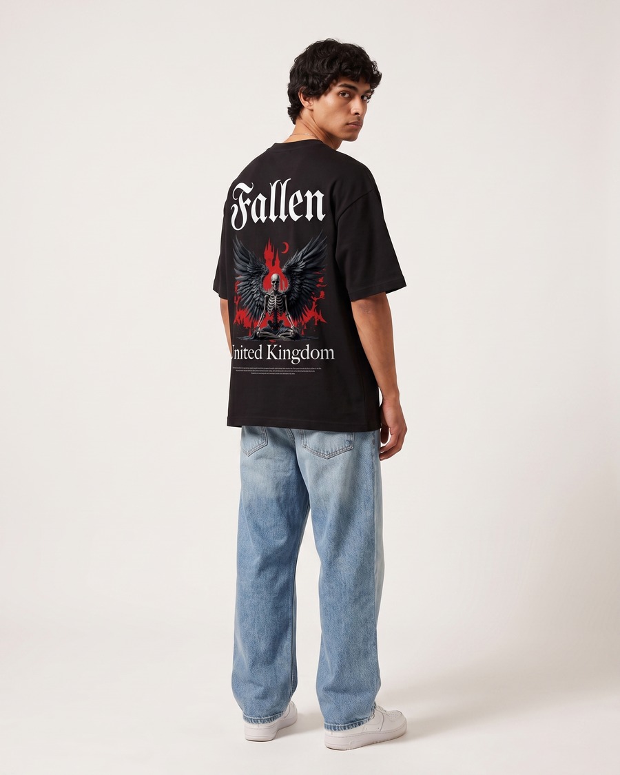 United Kingdom Streetcore tee in black, Fallen back print, view 8